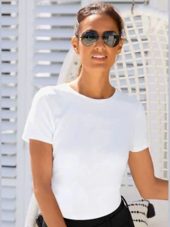 Lot de 2 T-shirts à encolure ronde et manches courtes en viscose côtelée