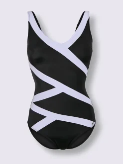 Maillot de bain ajusté avec empiècements contrastés et bonnets confortables