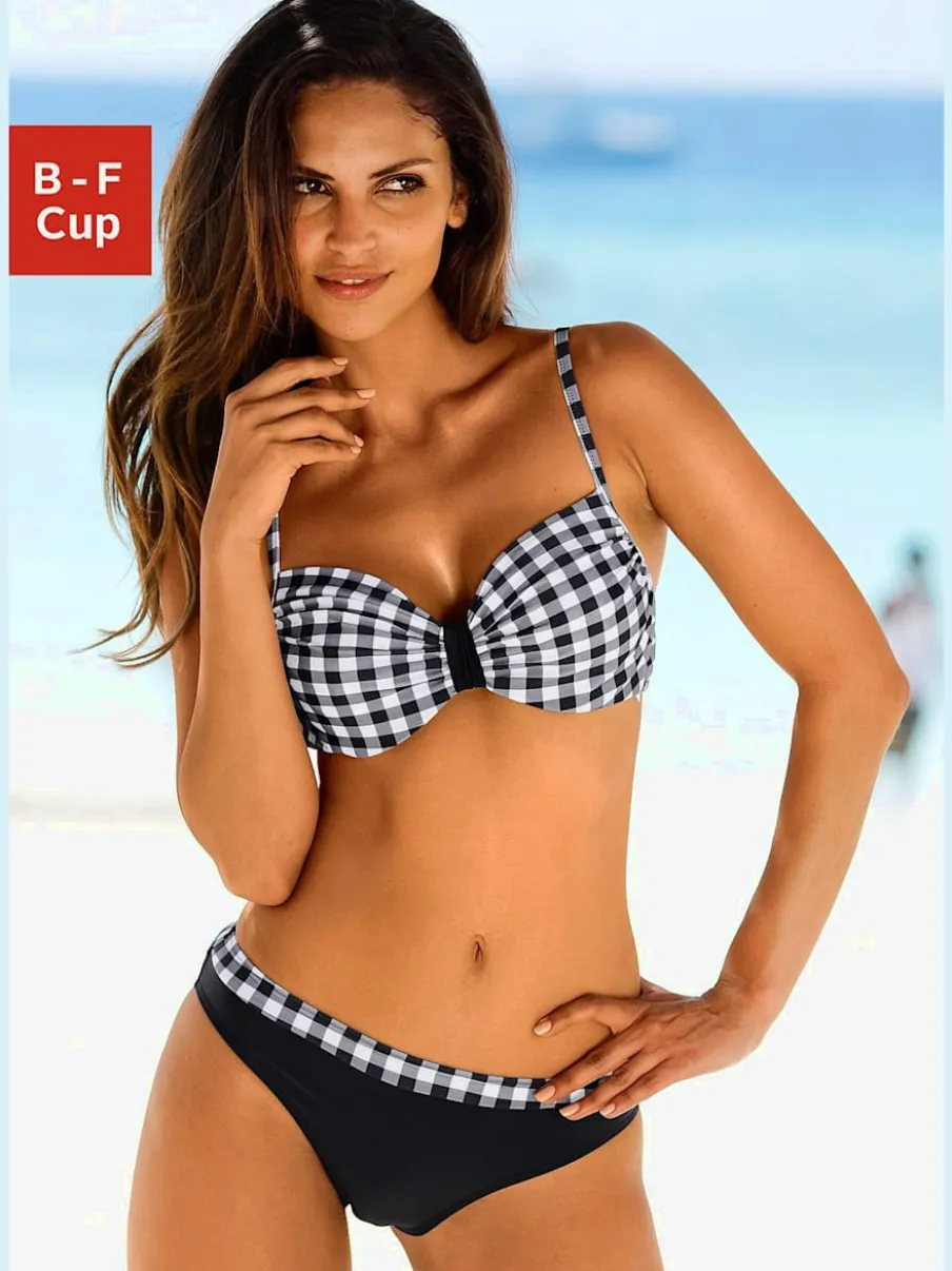Maillot de bain à armatures avec débardeur à carreaux et bas uni