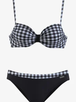 Maillot de bain à armatures avec débardeur à carreaux et bas uni