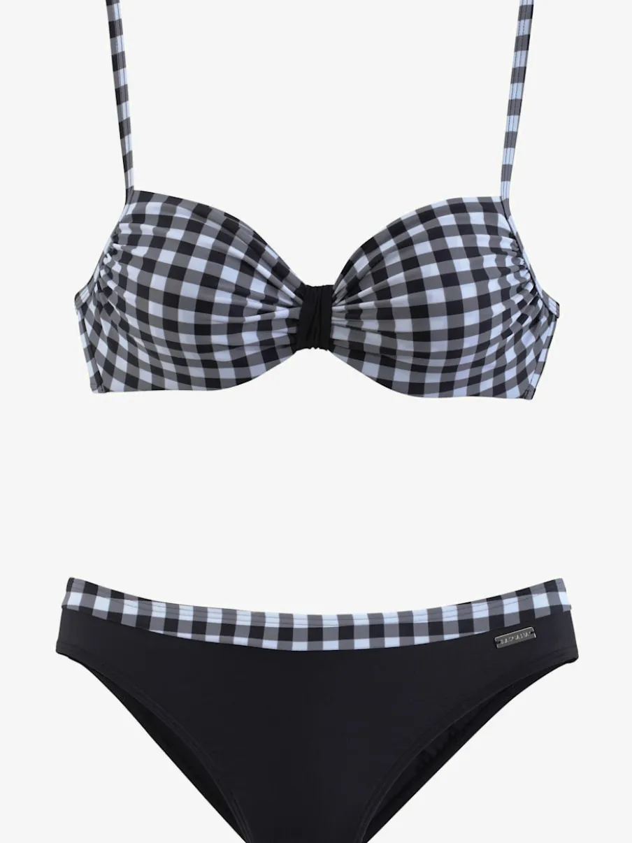 Maillot de bain à armatures avec débardeur à carreaux et bas uni