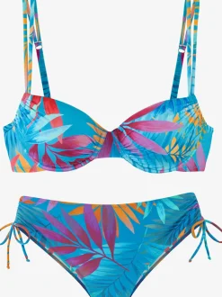 Maillot de bain à armatures avec imprimé feuilles et bretelles réglables
