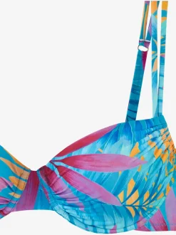 Maillot de bain à armatures avec imprimé feuilles et bretelles réglables