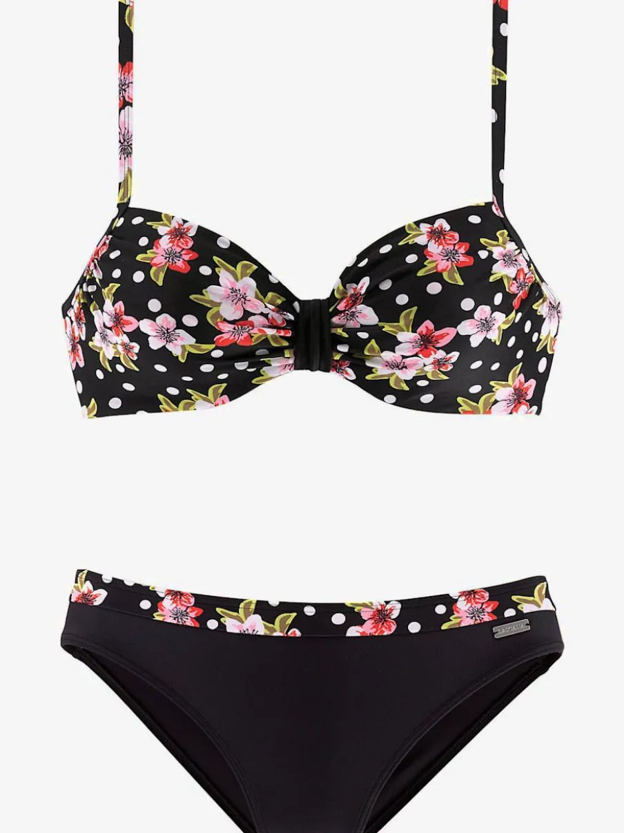 Maillot de bain à armatures avec motifs floraux et bretelles réglables