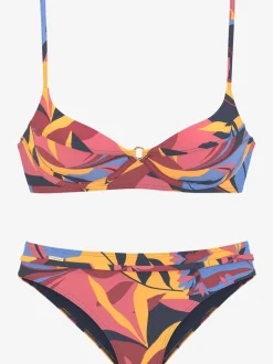 Maillot de bain à armatures avec motif feuilles abstrait
