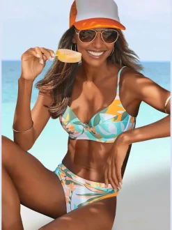 Maillot de bain à armatures avec motif feuilles abstrait