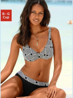 Maillot de bain à armatures avec haut à bretelles réglables et motif graphique