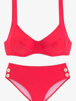 Maillot de bain à armatures avec bretelles réglables et ceinture haute.