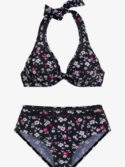 Maillot de bain à armatures avec bordure ajourée et bonnets amovibles