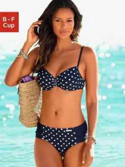 Maillot de bain à armatures avec imprimé pois et bretelles réglables