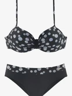 Maillot de bain à armatures avec haut à pois et bretelles ajustables
