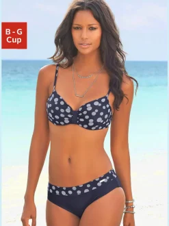 Maillot de bain à armatures avec haut à pois et bretelles ajustables