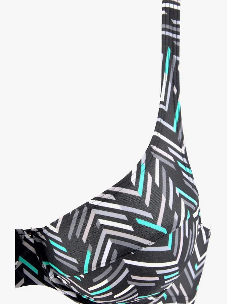Maillot de bain à armatures avec motifs géométriques et bretelles réglables