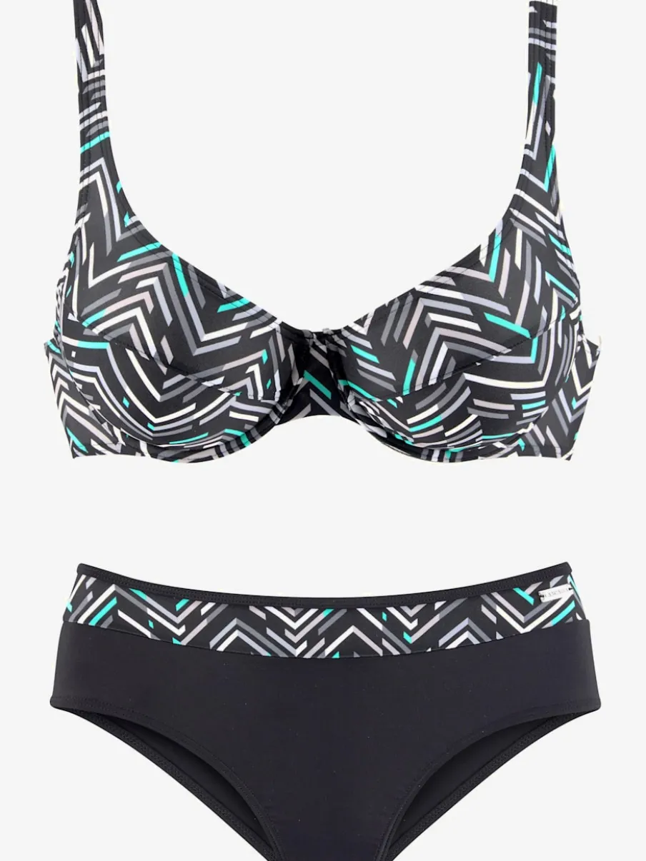 Maillot de bain à armatures avec motifs géométriques et bretelles réglables