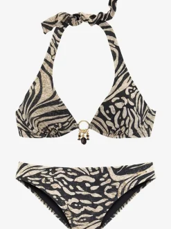 Maillot de bain à armatures avec imprimé animalier décoratif