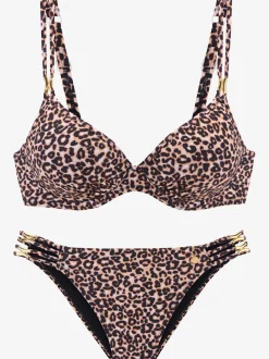 Maillot de bain à armatures avec imprimé léopard et bonnets rembourrés