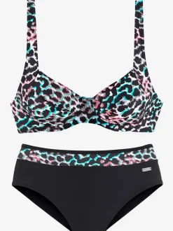 Maillot de bain à armatures imprimé animal avec empiècements