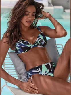 Maillot de bain à armatures imprimé feuilles avec bretelles réglables
