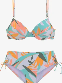Maillot de bain à armatures imprimé feuilles avec bretelles réglables