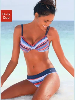 Maillot de bain à armatures rayé avec débardeur ajustable