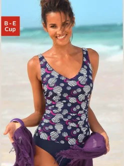 Maillot de bain avec armatures et motifs géométriques en V