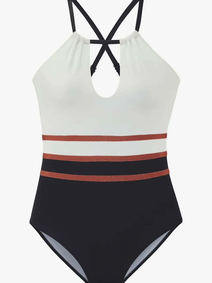 Maillot de bain avec bonnets amovibles et dos arrondi