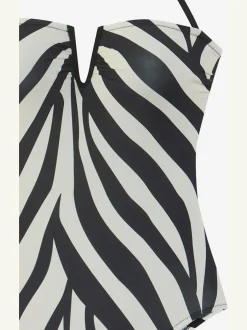 Maillot de bain avec col en V et motifs animaliers
