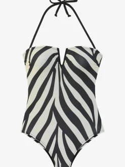 Maillot de bain avec col en V et motifs animaliers
