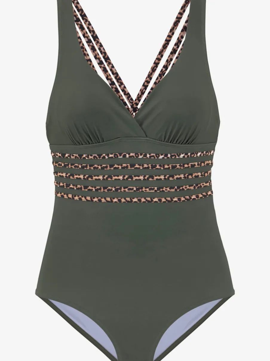 Maillot de bain avec détails léopard et dos croisé