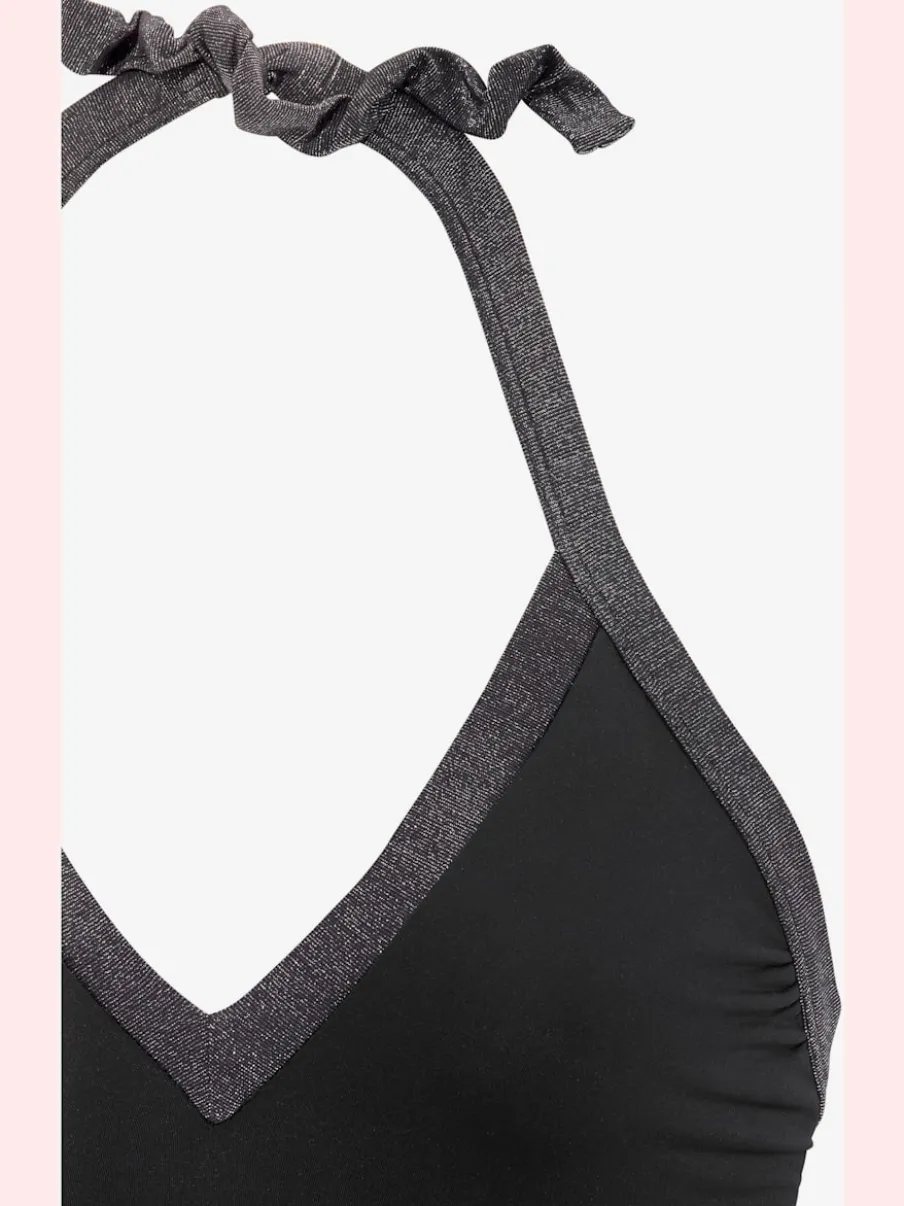 Maillot de bain avec empiècements brillants et décolleté profond