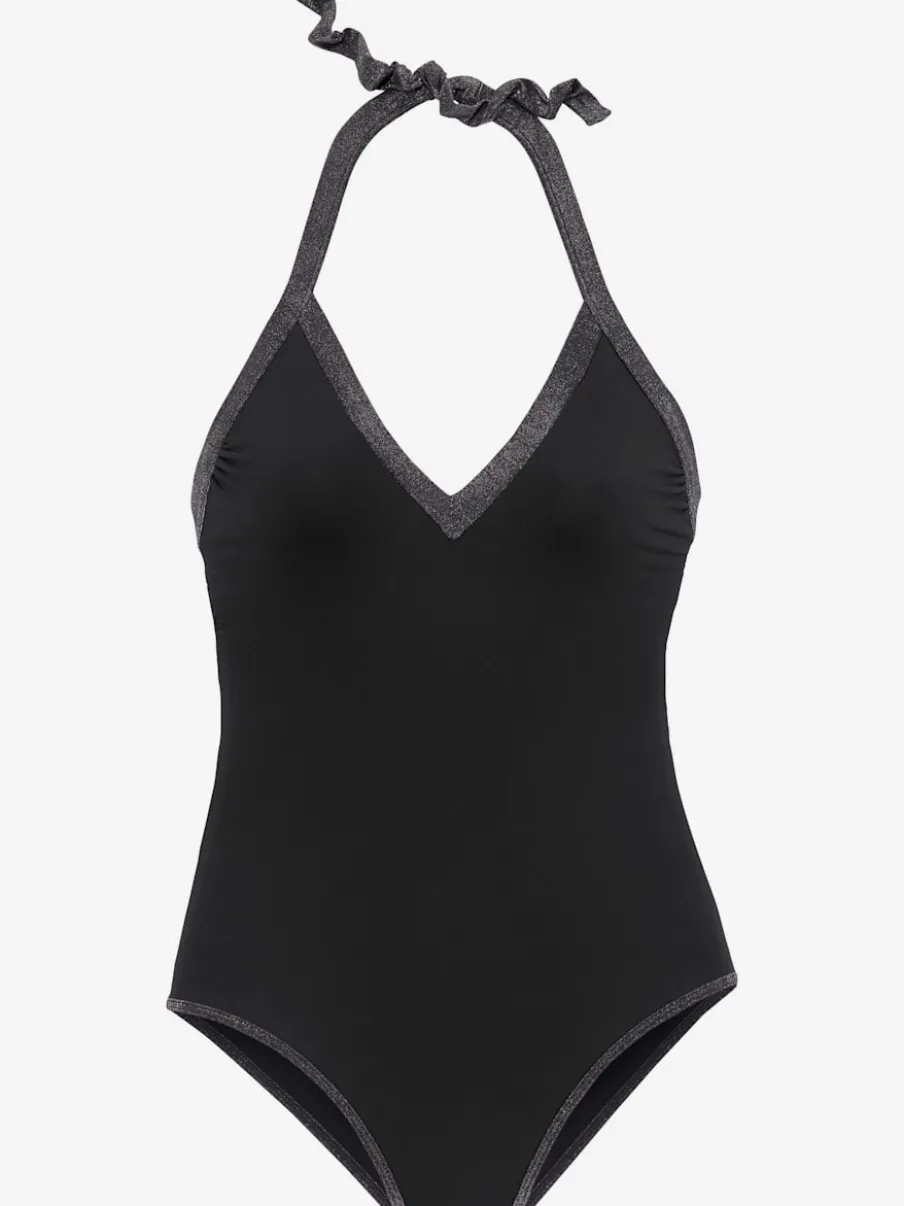 Maillot de bain avec empiècements brillants et décolleté profond