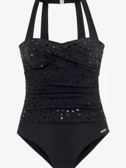 Maillot de bain avec empiècement gainant et aspect paillettes