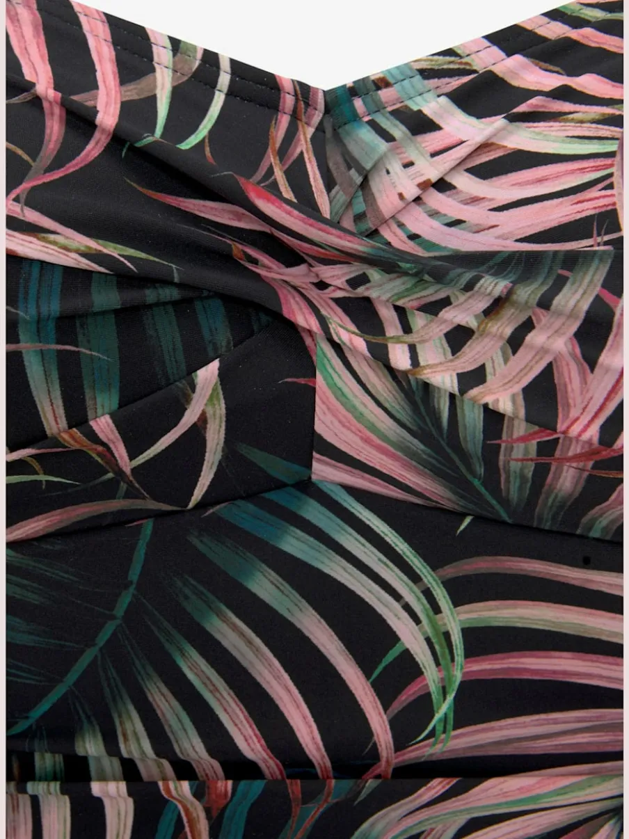 Maillot de bain avec empiècements gainants et motifs tropicaux