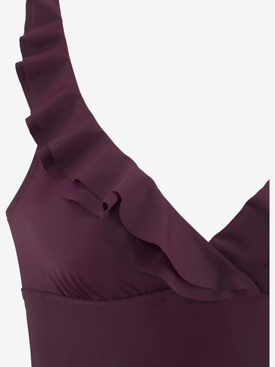 Maillot de bain avec encolure en V et finition volant