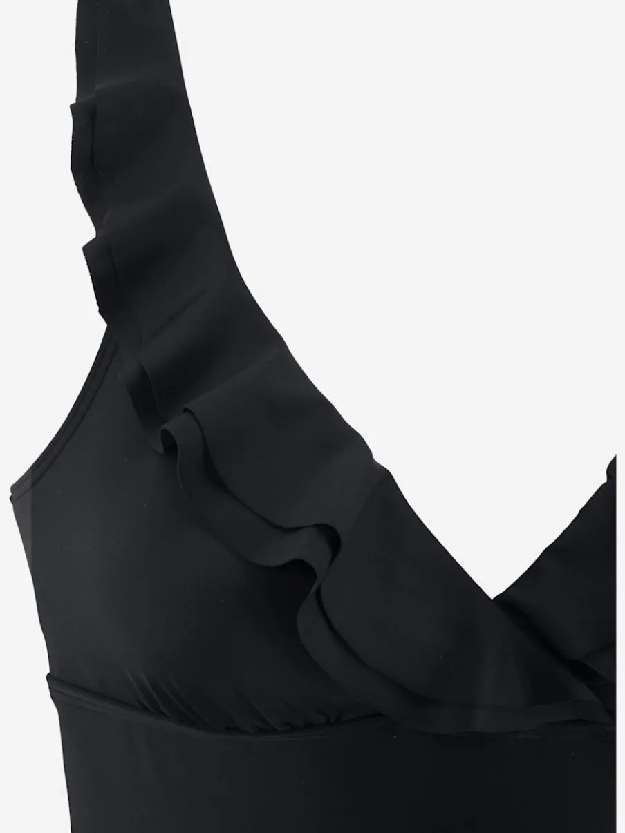 Maillot de bain avec encolure en V et finition volant