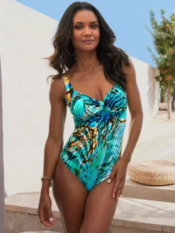 Maillot de bain avec encolure en V et fronces décoratives