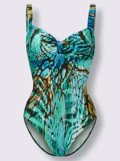 Maillot de bain avec encolure en V et fronces décoratives