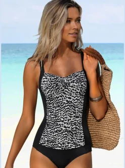 Maillot de bain avec encolure carrée et motif tendance