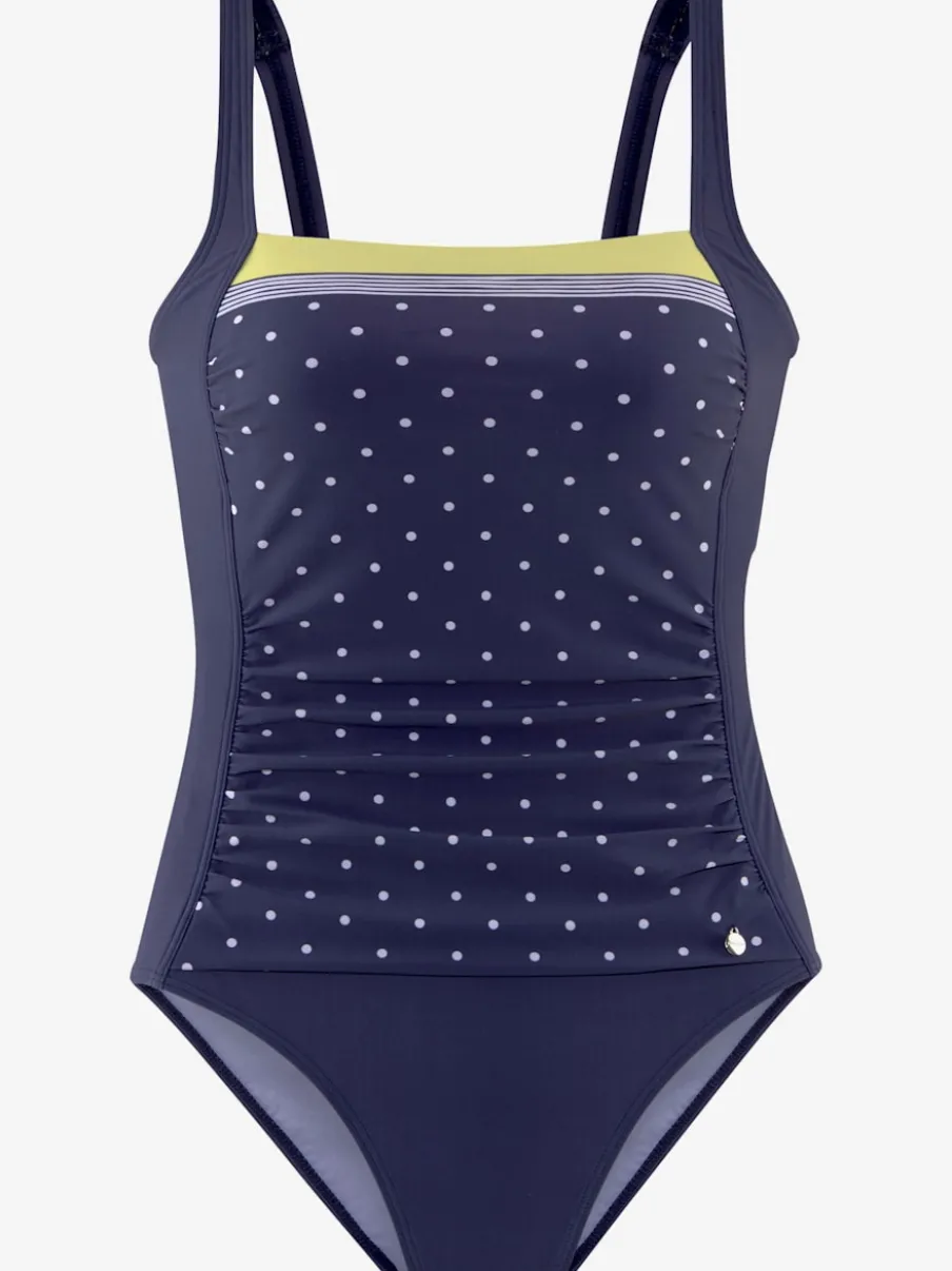 Maillot de bain avec motifs à pois et rayures intégrées
