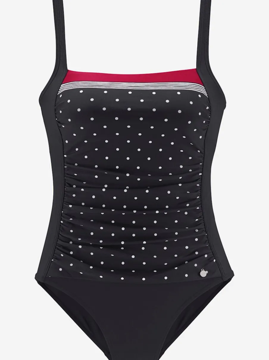 Maillot de bain avec motifs pois et rayures ajustés