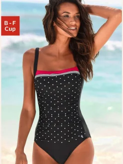 Maillot de bain avec motifs pois et rayures ajustés