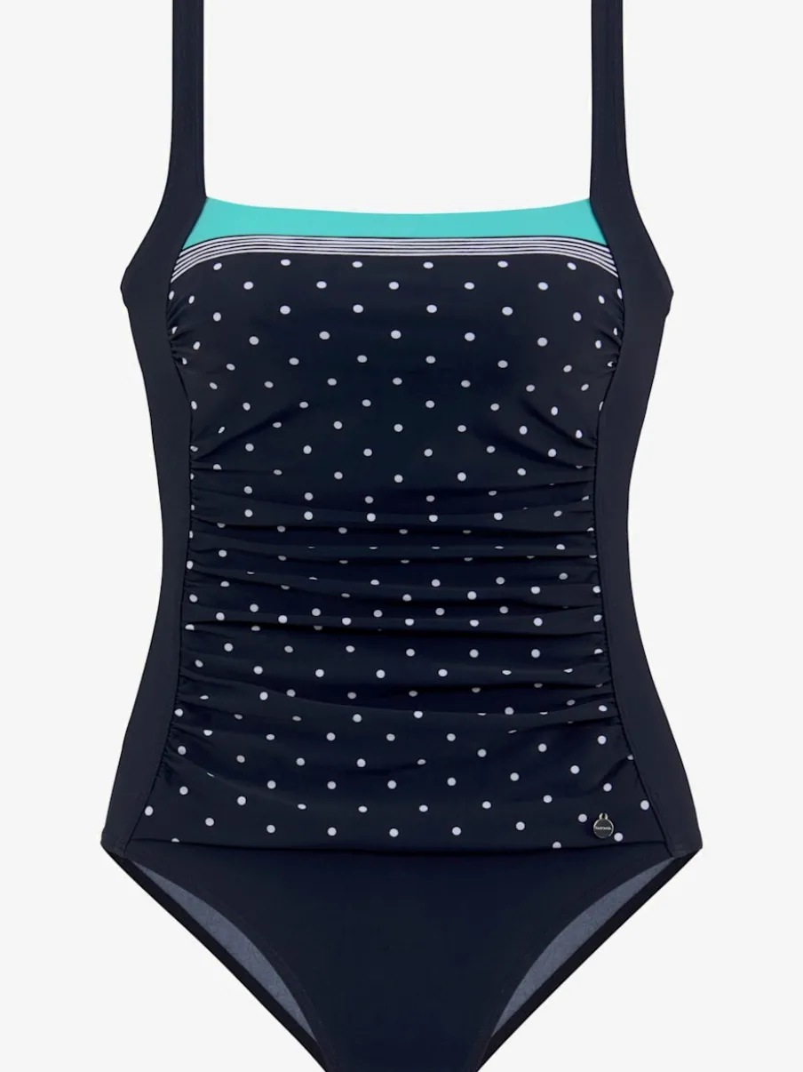 Maillot de bain avec motifs pois et rayures ajustés