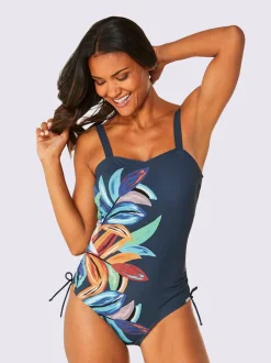 Maillot de bain avec motif tropical et bretelles réglables