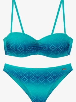 Maillot de bain bandeau à armatures avec broderie ajourée et bretelles amovibles