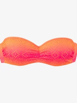 Maillot de bain bandeau à armatures avec broderie ajourée et bretelles amovibles
