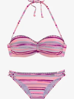Maillot de bain bandeau à armatures avec rayures décoratives