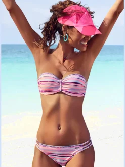 Maillot de bain bandeau à armatures avec rayures décoratives
