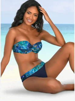 Maillot de bain bandeau à armatures avec motif jungle et bonnets rembourrés