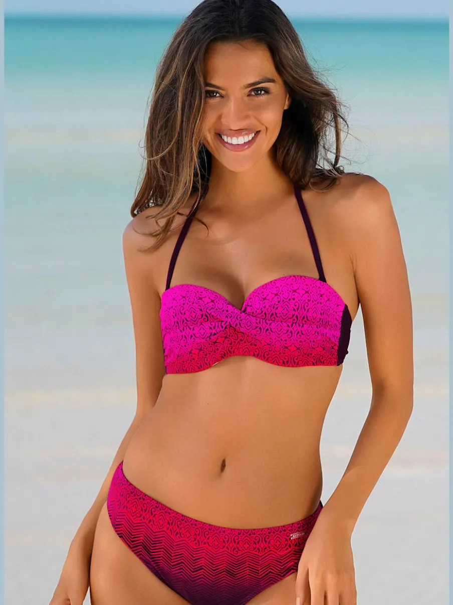Maillot de bain bandeau à armatures avec imprimé graphique et bretelles amovibles