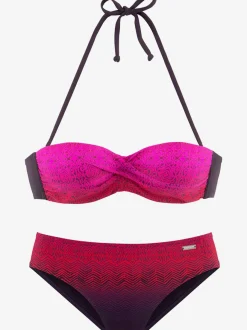 Maillot de bain bandeau à armatures avec imprimé graphique et bretelles amovibles
